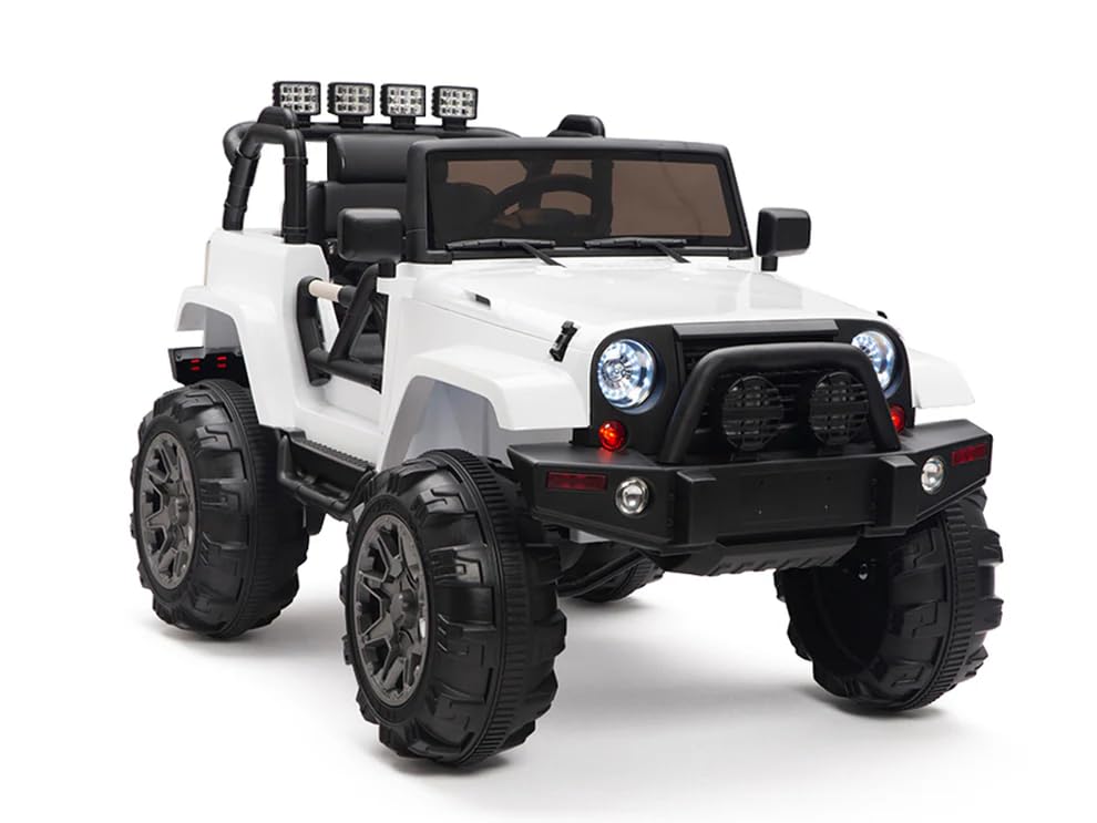 Kawaii Kids Battery Operated 4x4 Big Size Jeep 12V Battery for Kids with 4 Motor Music and Working Lights Suitable for 1 to 8 Year Children (White)-image-45