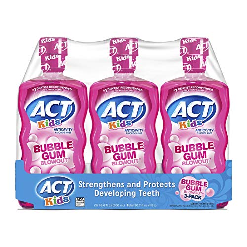 ACT Kids Bubblegum Blowout Anti-Cavity Rinse, 3 ct./16.9 Oz.Net Wt 50.7 Oz, 50.7 Fl Oz