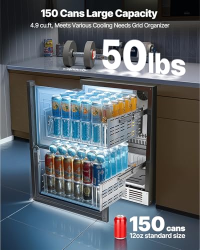 VEVOR Under Counter Drawer Refrigerator, 24 In Stainless Steel Fridge with Temperature Control, Dual Drawer Refrigerator with Powerful Compressor & LED Display, for Home, Office, and Commercial Use on Fridge.com