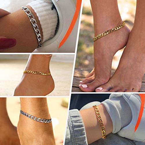 Richsteel 6Mm Cuban Link Chain Anklets For Women Stainless Steel Ankle Bracelets Beach Or Party Foot Jewelry 8.5 Inches #TOP1