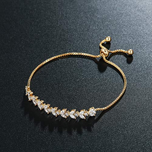 Adjustable Bridal Wedding Tennis Bracelets for Women, Marquise Teardrop Cubic Zirconia Jewelry Chain Bracelet for Party Prom3