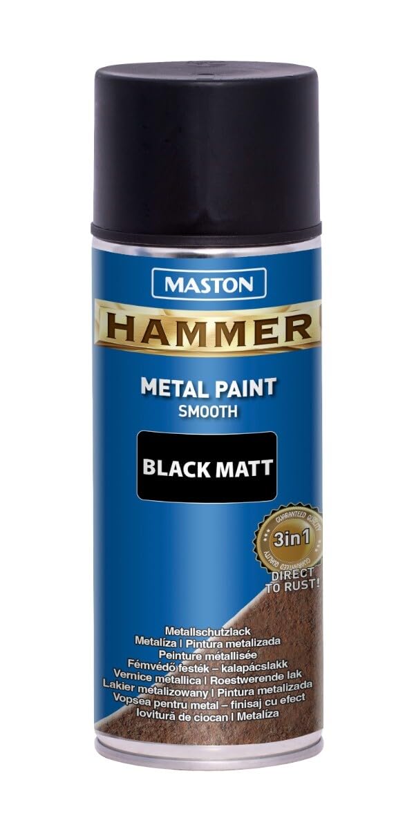 MASTON Hammer - metaalverf - black mat - smooth - spuitlak - 400 ml
