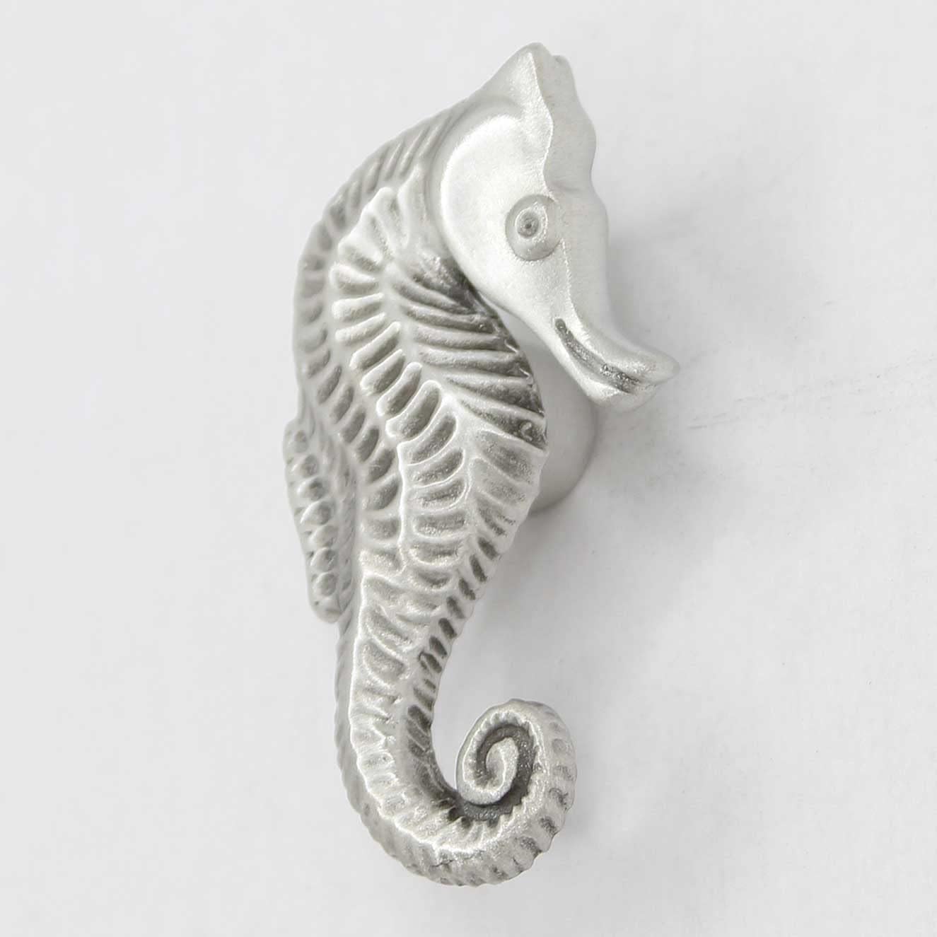 Seahorse Cabinet Knob (Right Facing, Small) | Brushed Nickel Finish | Kitchen, Bedroom, Living Room, Bathroom Cabinets and Drawers Hardware