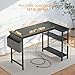 TIQLAB Small L Shaped Computer Gaming Corner Desk with Power Outlets, Reversible Shelves for Study, Writing Table for Home, Office, Bedroom, Living Room, 40 inches, Black