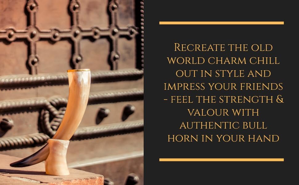 Viking Drinking Horn with Stand - Unique Gifts for Men, Large 15-20 Oz Natural Ox Horn Cool Unique Beer Gift for Brother or Dad, Home Decor Accessories Handcrafted for Mead, Ale, and More - Image 7