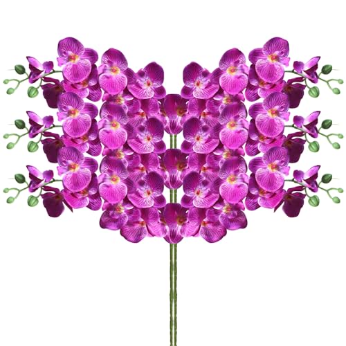 Orchideen Künstliche Blumen, 6 Blumensträuße, 95 cm, künstliche Phalaenopsis-Blumen für Heimdekoration für/Hochzeit/Weihnachten/Party/Gartenbüro-D