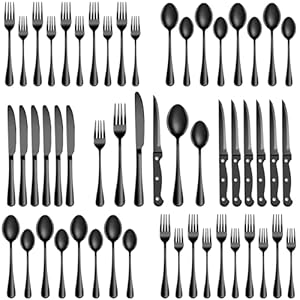 24 Pcs Silverware Set with Steak Knives Service for 4,Stainless Metal Flatware Set,Mirror Polished Cutlery Utensil Set,Dwelling Kitchen Consuming Tableware Set,Embrace Fork Knife Spoon Set,Dishwasher Secure