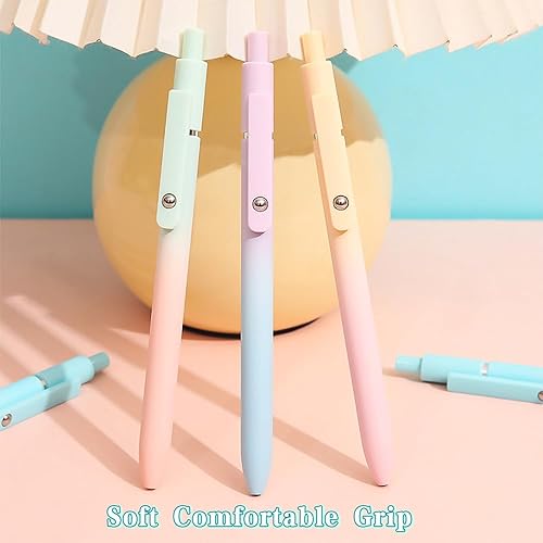 Miniatura 5 de Bolígrafos retráctiles de tinta de secado rápido, bolígrafos de escritura suave, color degradado, tinta negra de punta media de 0.028 in,