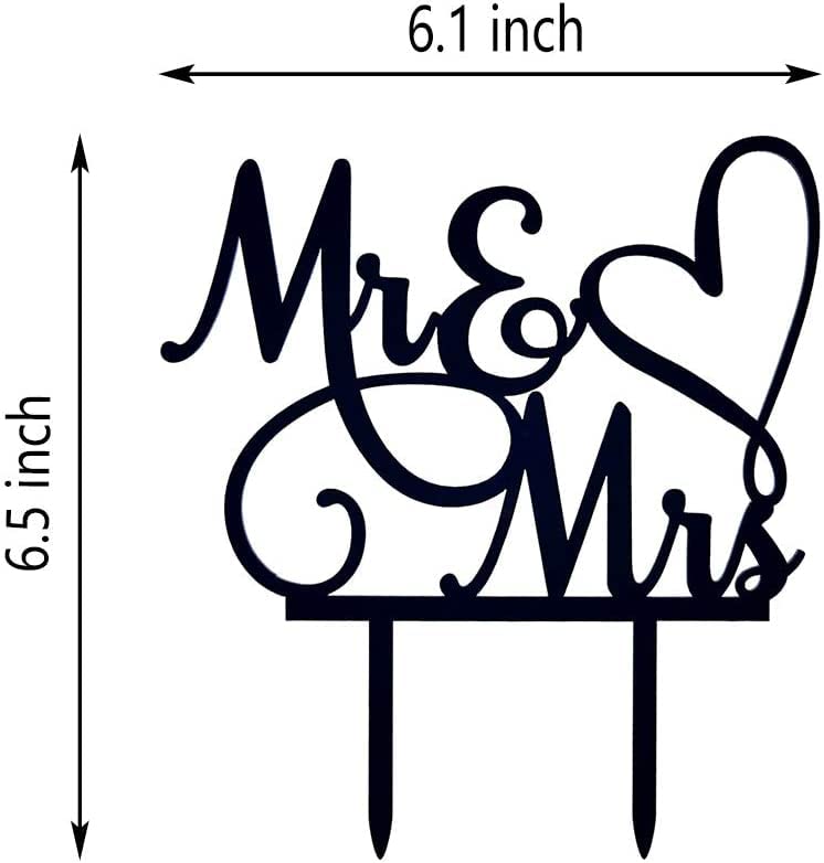 MustHome Personalized Cake Topper for Happy Birthday, Bride to Be - Black Acrylic Cake Decoration Supplies (Mr & Mrs) 1