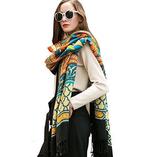 DANA XU 100% Pure Wool Women Scarf Large Size Pashmina (Yellow)
