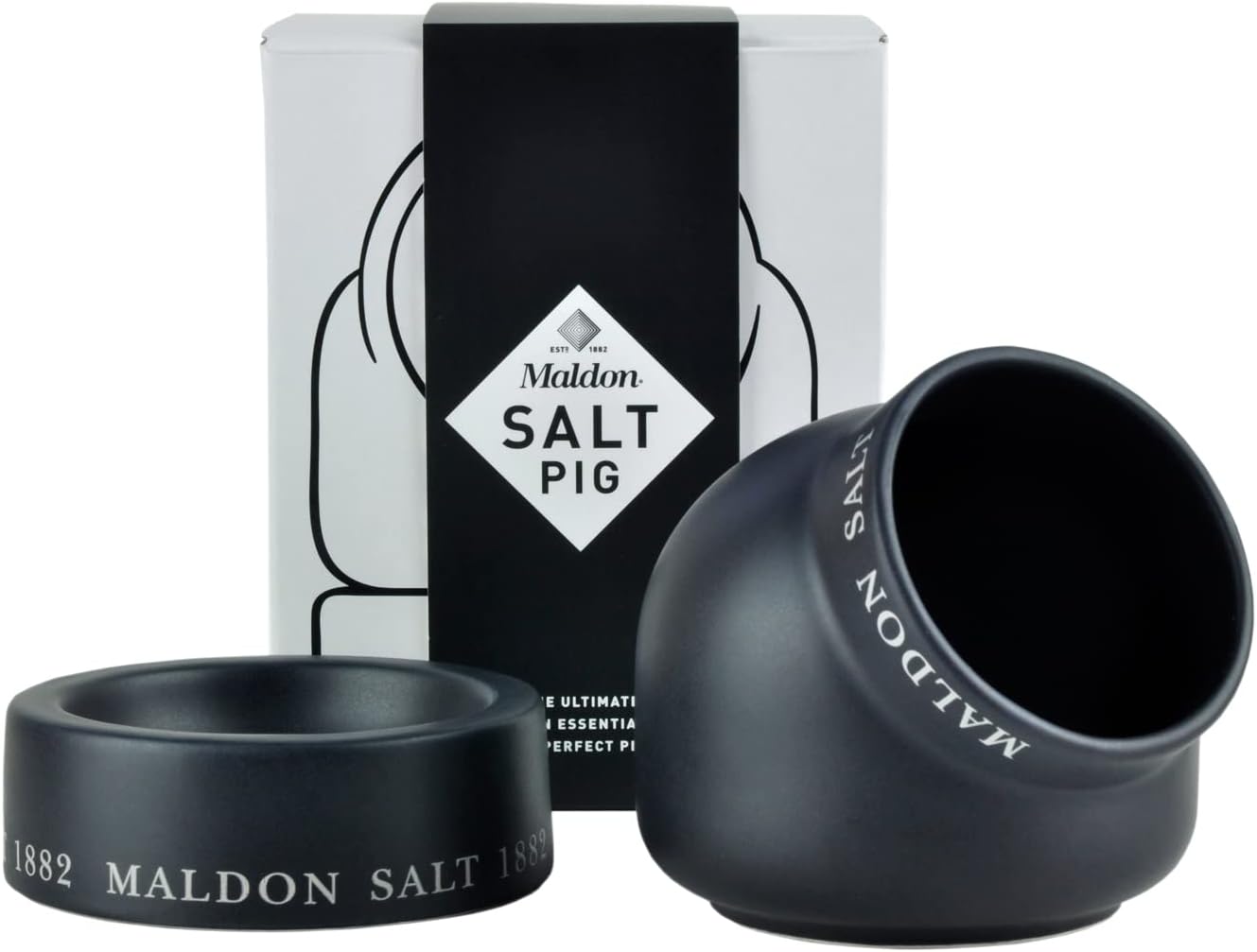 Maldon 2 Piece Salt Pig/Cellar, Small, Black
