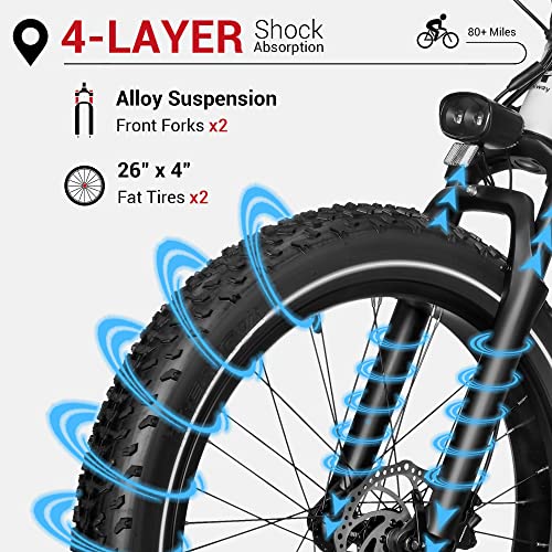 Himiway Zebra Step-Thru Electric Bike, 80Mi Long Range Mountain E-Bike With 750W Motor, 26" X 4" Fat Tires Electric Bicycle For Adults With 48V 20Ah Removable Battery 25 Mph Shimano 7 Speed System #TOP5