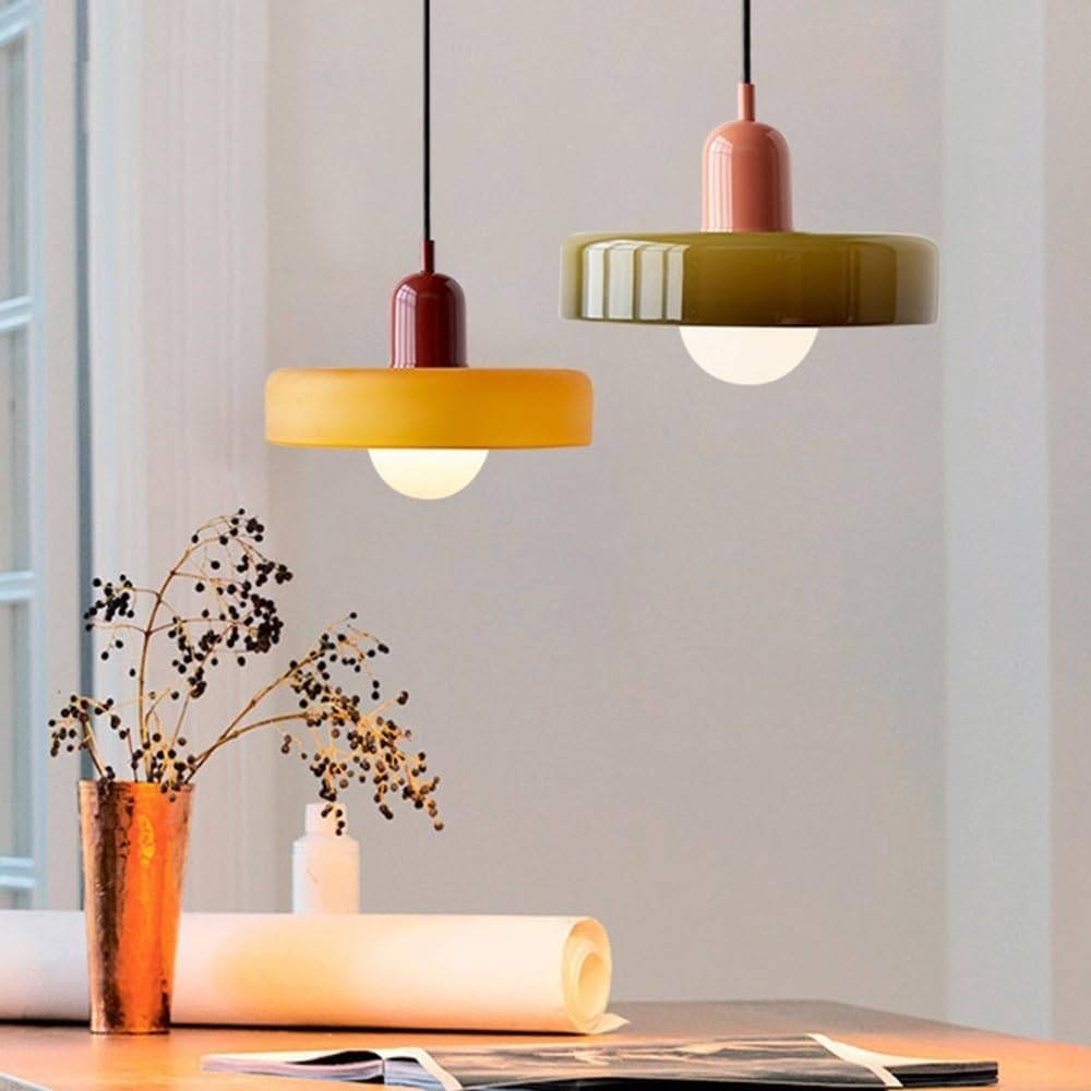 YYQBY Mid Century Lampa wisząca Retro Zielona szklana wisząca lampa Dom wiejski Pojedyncza duża lampa wisząca sufitowa Wyspa kuchenna Zlew Nordic nowoczesny żyrandol do sypialni Ja