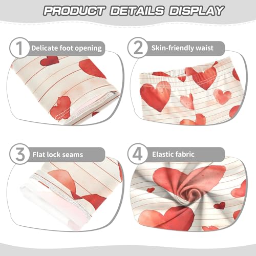 Red Heart Ink Design Girls Leggings Ultra Soft Compression Yoga Gym Pants for Kids 4-10T3