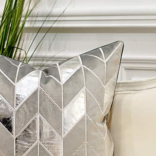 Avigers 18 X 18 Inches Grey Silver Striped Cushion Case Luxury European Throw Pillow Cover Decorative Pillow For Couch Living Room Bedroom Car #TOP1