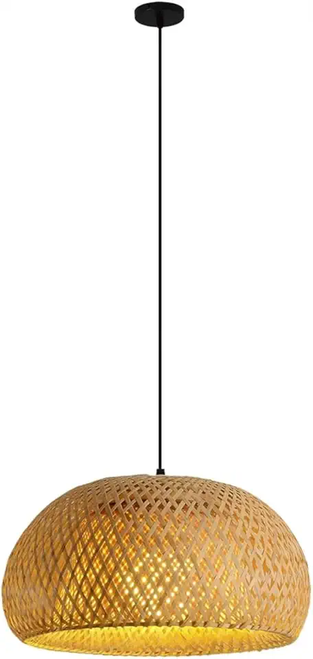 Gimpo, Luminária Pendente 30cm Lustre Teto Bambu Natural Gimpo KJDD-E-639-30CM