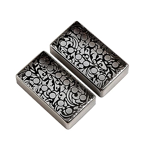 COOLHOOD 2 Pcs Guitar Pickup Replacement Engraved Flower Guitar Humbuckers Pickup Covers for Electric Guitars Accessories