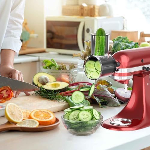 Slicer Shredder Attachment for KitchenAid Stand Mixer with 4 Blades, Cheese Grater Attachment, Fresh Prep Slicer, Bigger Vegetable Salad Maker Accessories for Kitchenaid - Thumbnail 4