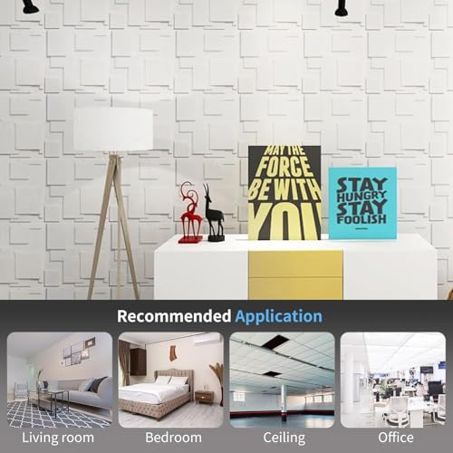 Image of Art3d Decorative 3D Wall Panel, 32 Sq.FT PVC Interior Wall Decor for Living Room, Bedroom, Lobby, Office, Shopping Mall, White