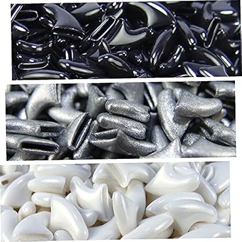 zetpo 60 pcs Cat Nail Caps | Cat Claw Covers | with Adhesives and Applicators (S, Black, Silver, White) Cover