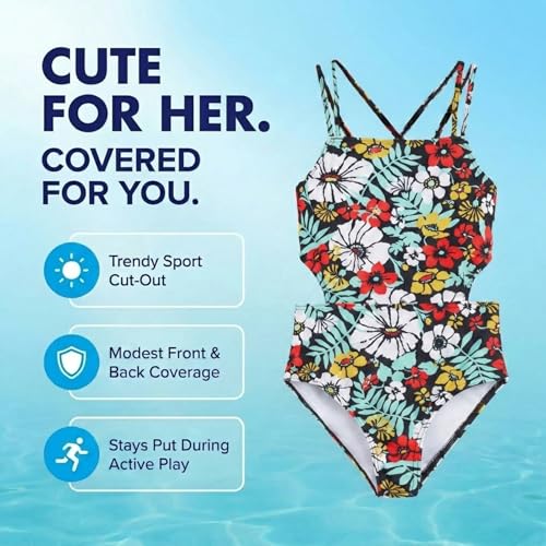 Image of Kanu Surf Girls' Beach Girl Sport Cut-Out One Piece Swimsuit