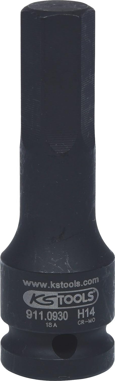 KS Tools 911.0930 Bussola per Avvitatori ad Impulsi per Viti a Esagono Incassato, Lunga, 14 mm, 1/2"