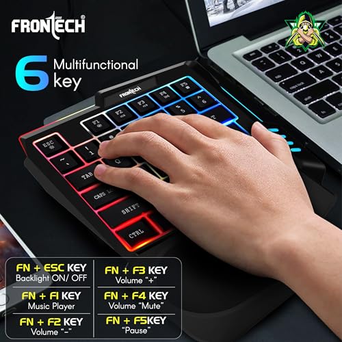Image of FRONTECH KB-0008P Dragon Fox Rainbow Backlit Gaming Keyboard | 35 Anti-Ghosting & Mechanical Keys | USB Wired Compact Keyboard for PC & Laptop | Windows Compatible | Plug & Play