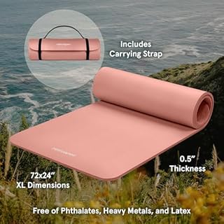 Retrospec Solana Yoga Mat 1/2" Thick w/Nylon Strap for Men & Women - Non Slip Excercise Mat for Yoga, Pilates, Stretching, Floor & Fitness Workouts