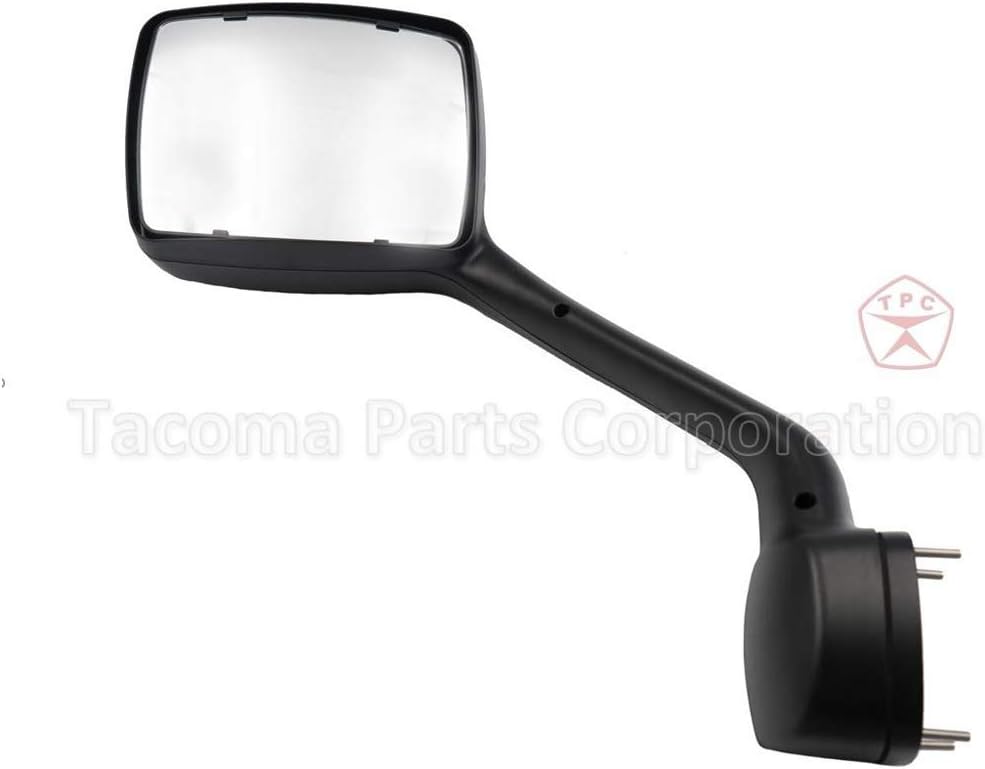 Kozak Chrome Finish Hood Mirror Left (Driver Side) Compatible with Peterbilt 587 Semi Trucks - Truck Parts - PLUS Logo, 2x22 Inch Windshield Wipers and Logo
