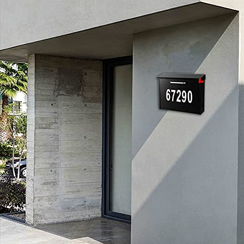 Wall Mount Locking Mailbox With Code Lock - Black Large Capacity With House Numbers Security Digital Password Lock Mailbox - Waterproof Iron Vertical Drop Mail Box Package Delivery Box Outdoor #TOP6