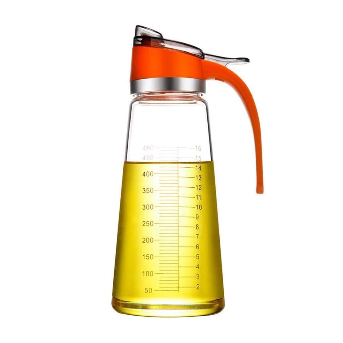 Bottiglia Olio Oliera Salvagoccia Distributore di Aceto Olio in Vetro Olio Olio Bottiglia A Prova di Perdita di Olio Trasparente, con Misurazione in Scala Ad Alta capacità 530 Ml (Color : D)