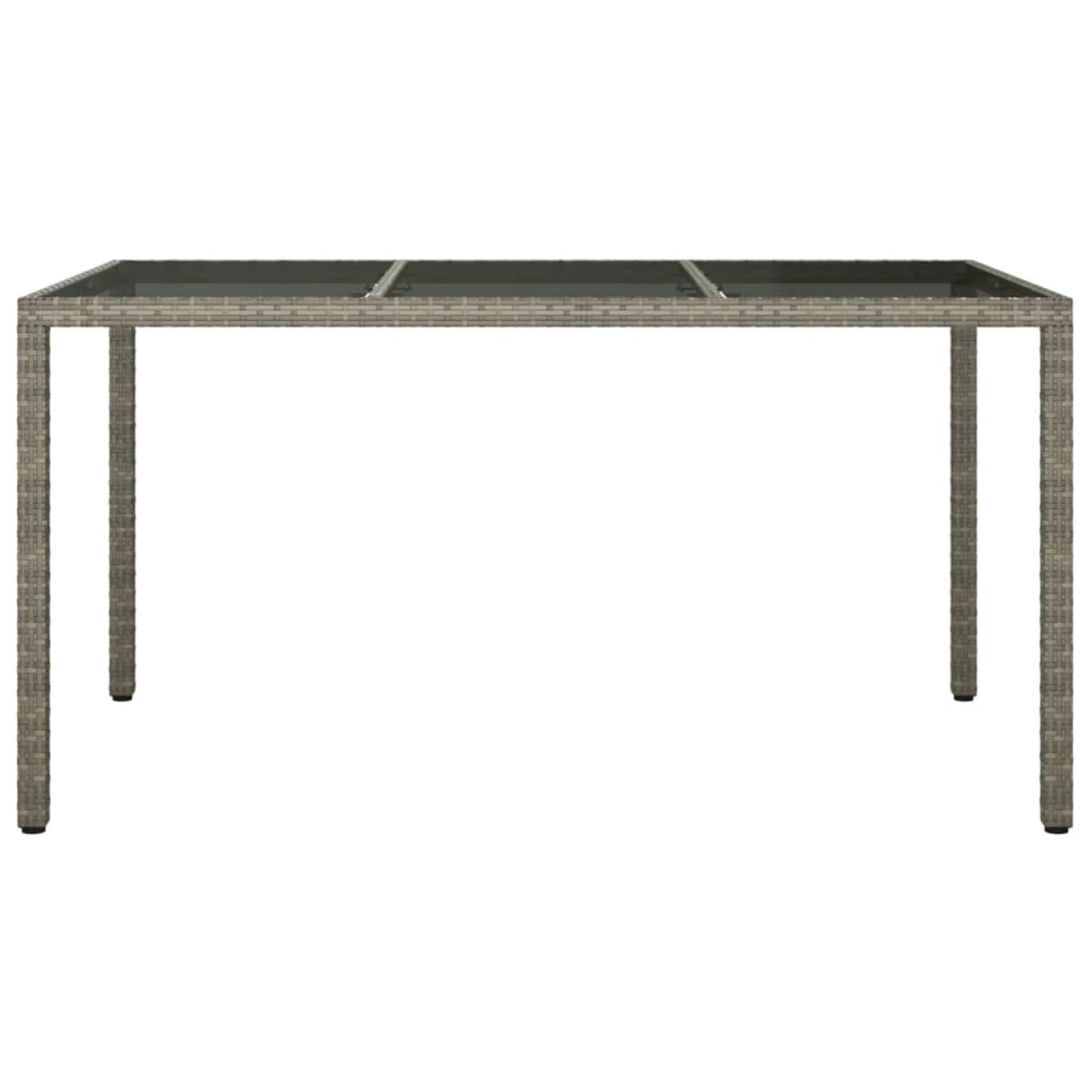 Homgoday Mesa de jardín de 150 x 90 x 75 cm, cristal templado y polirratán gris, mesa de exterior, mesa de terraza, mesa de comedor, mesa de jardín, mesas exteriores