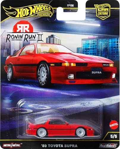 Hot Wheels Premium Car Culture Collectible Toy Car, 1:64 Scale Die-Cast Toyota Supra A70, Ronin Run 2 Vehicle with Real Riders Tires