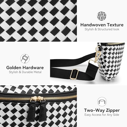 Image of KALIDI Woven Crossbody Bag for Women Travel Vegan Leather Checkered Bum Bag