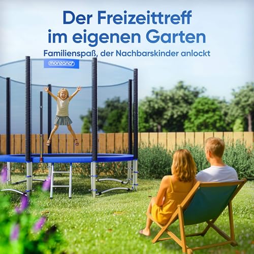 Monzana Trampolin Ø 305 cm TÜV SÜD GS Zertifiziert Komplettset inkl. Sicherheitsnetz, Leiter, Randabdeckung & Zubehör – Kindertrampolin Gartentrampolin - 7