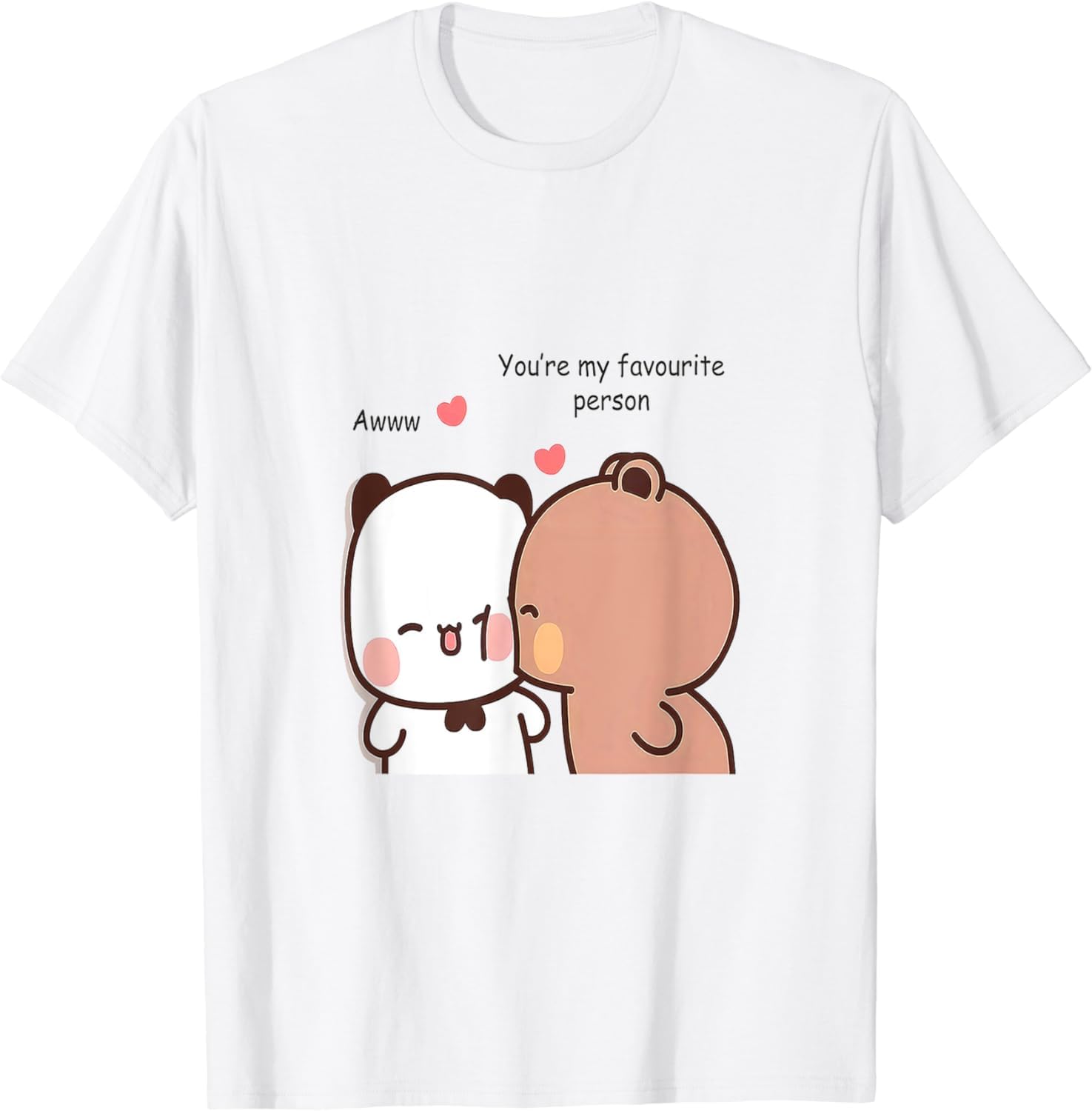 Cute Bubu Dudu Panda Bear Couple Love Bubu and Dudu T-Shirt (White,XL)