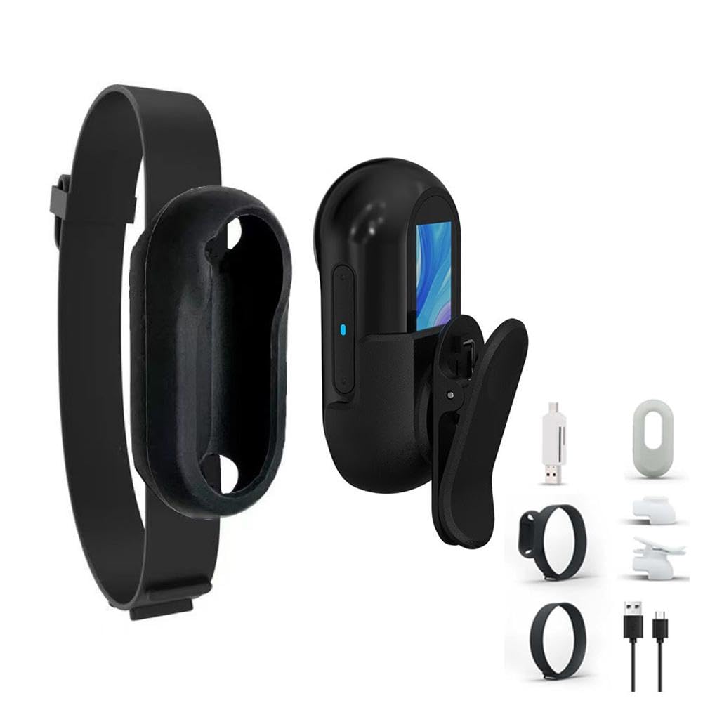 DTREELS Cámara de collar para mascotas para cámaras y monitores de perros con lente gran angular de 170 grados, mini cámara estable, cuerpo deportivo, acción portátil R0q2