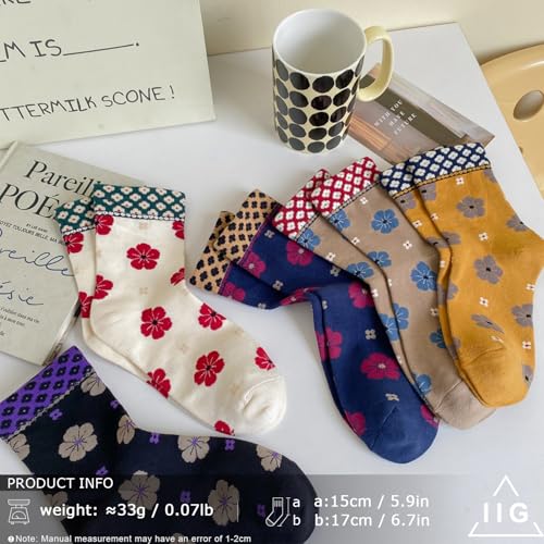 Image of IIG Womens Novelty Cotton Crew Socks Cute Animals Socks Fun Flower Socks (fit women's shoe size 5-9)
