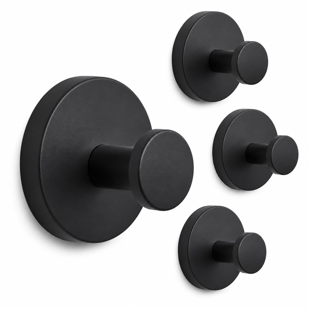Homkia Suction Hooks, 4 Pack Black No Drill Towel Hooks, Holds 5 kg