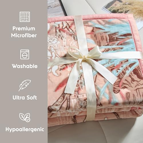 Image of Nestl Korean Mink Blanket King Size - 12 Lbs Velvet Fleece Korean Blanket - 2 Ply Warm & Thick Winter Blanket - Wrinkle & Fade Resistant - 87 x 94 Inches (Peach)