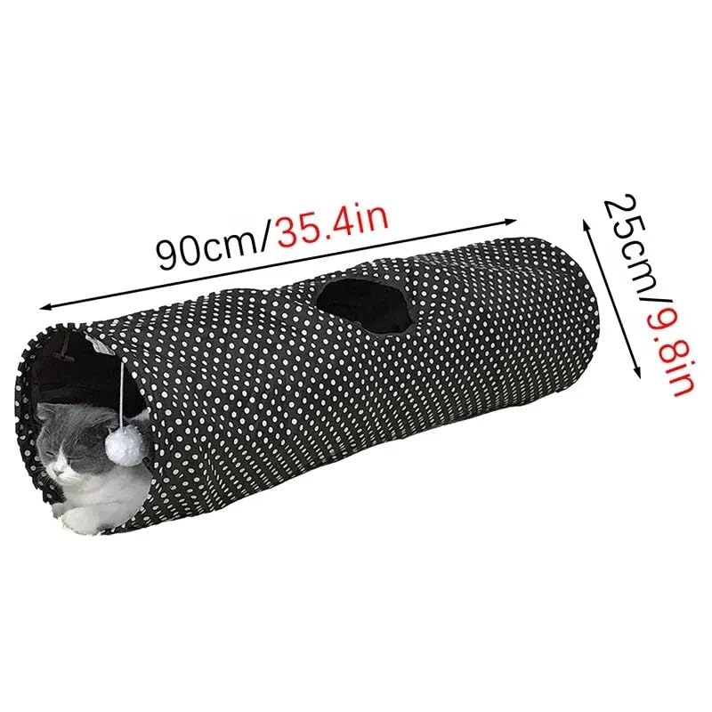 Jouet Tunnel pour Chat De Compagnie 90x25cm Tube Pliable Jeu D'intérieur Et D'extérieur Jouets pour Chiots avec Balle pour Puzzle Exercice De Dissimulation Entraînement