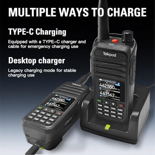 Talkpod A36plus MAX Walkie Talkie Handheld, Long Range Two Way Radio with 771 Antenna & 805 Antenna, 999 Channels, Squelch Function, 3200mAh Type-C Battery, 1 Pack (Black) — view 4