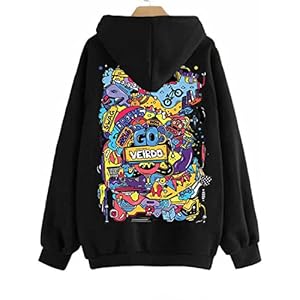 Veirdo® Cotton Fleece Oversize Loose Fit Hooded Sweatshirt Full Sleeves Cool & Stylish Graphic Printed Jumper Sweatshirt Winter Wear for Women