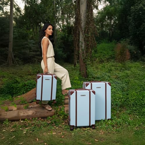 Image of Assembly Vintage Trolley Bag Set of 3 20, 24, 28 Inch (55, 65 & 75 cm) Hard Shell Polycarbonate Luggage Set Retro Classic Design with TSA Lock 8 Spinner