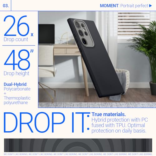 Image of CASEOLOGY by Spigen Nano Pop Back Cover Case Compatible with Samsung Galaxy S24 Ultra [Two Tone Color] S24 Ultra Case with Military Grade Drop Protection, Side Grip Patterns (TPU, PC | Black Sesame)