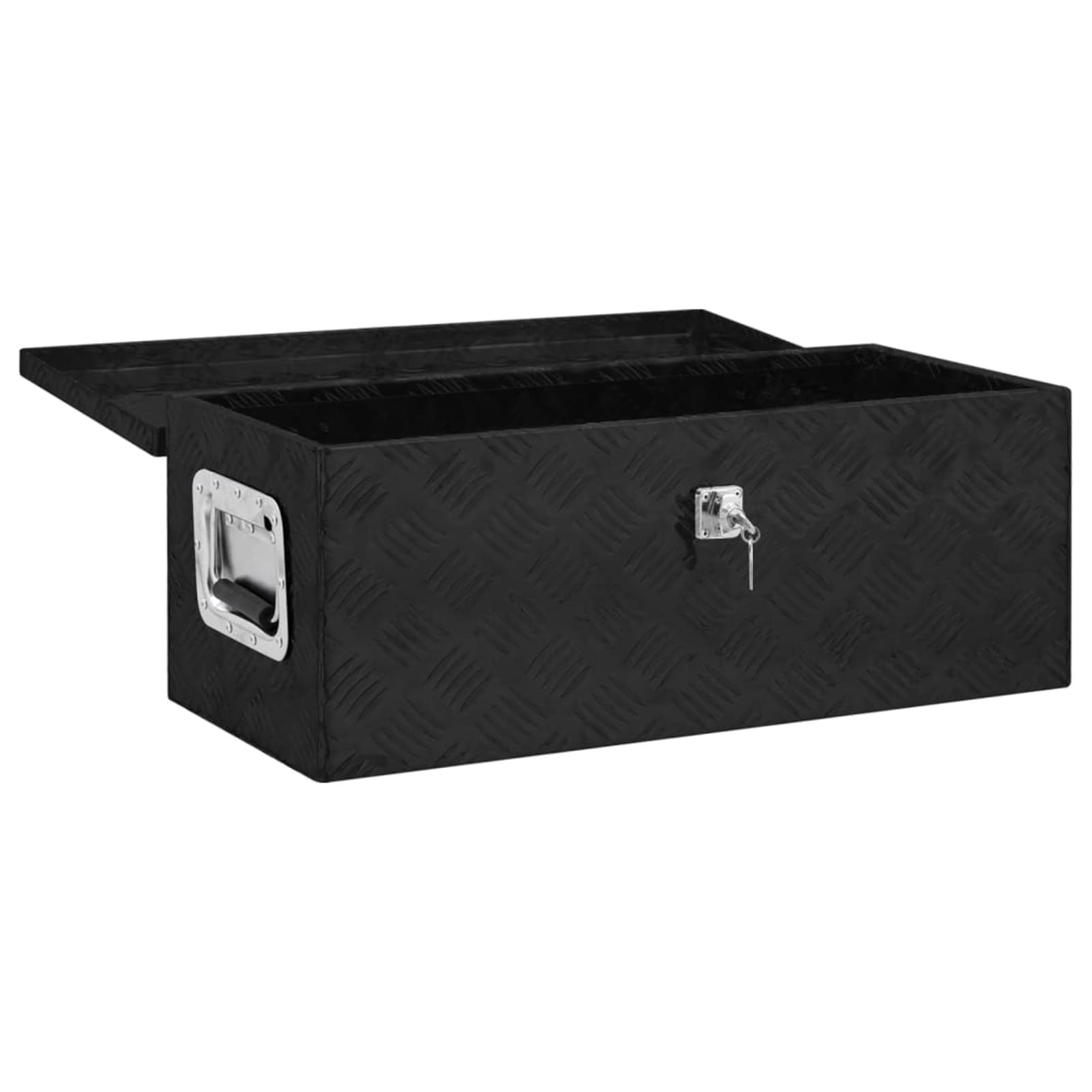 ShGaxin Aluminiowa skrzynka magazynowa czarna 70x31x27 cm, metalowa skrzynka narzędziowa, skrzynka na narzędzia, aluminiowe pudełko