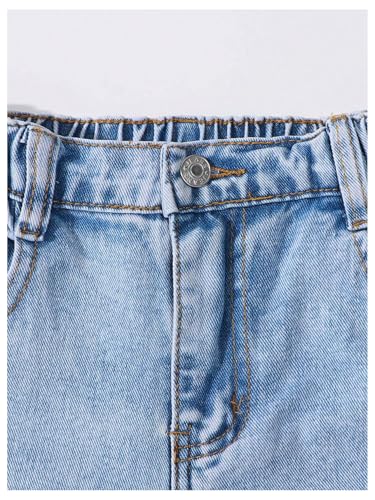 WDIRARA Girl's Cute Print Ripped Baggy Jeans Distressed Straight Leg Denim Pants4