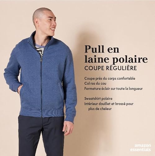 Amazon Essentials Sweat Shirt à Col Montant en Molleton à Fermeture Éclair Intégrale Homme - vue 2