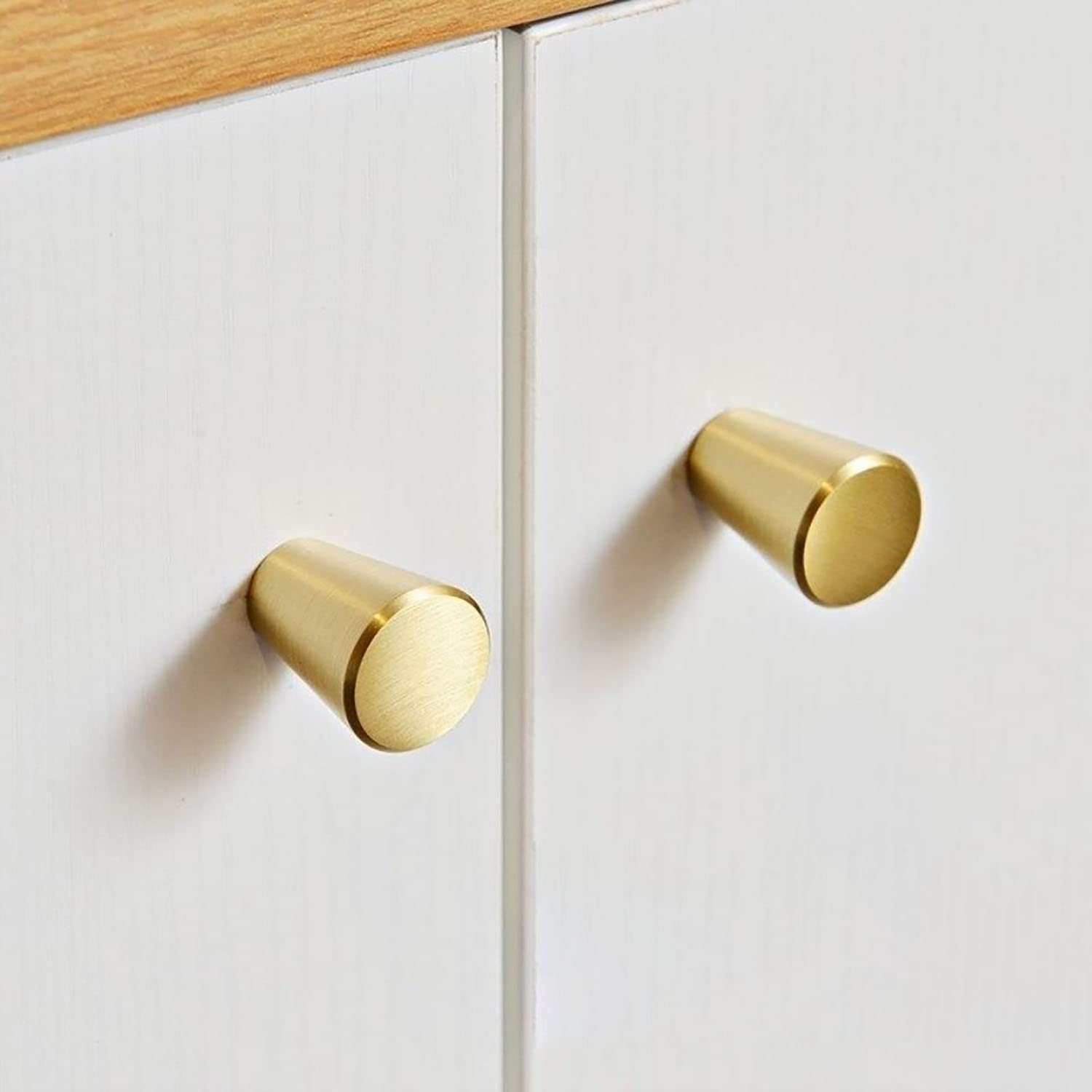 6 Stück Kegel-Schrankknöpfe, Massivem Messing Türknöpfe Zieht, Gold Messing Kabinett Knöpfe, Pull Handle Für Bad Küche Schrank Möbel Home Dcoration (20X25mm)