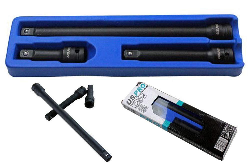 US Pro 3 Piece 1/2" Inch Drive Impact Extension Bar Set BER1415